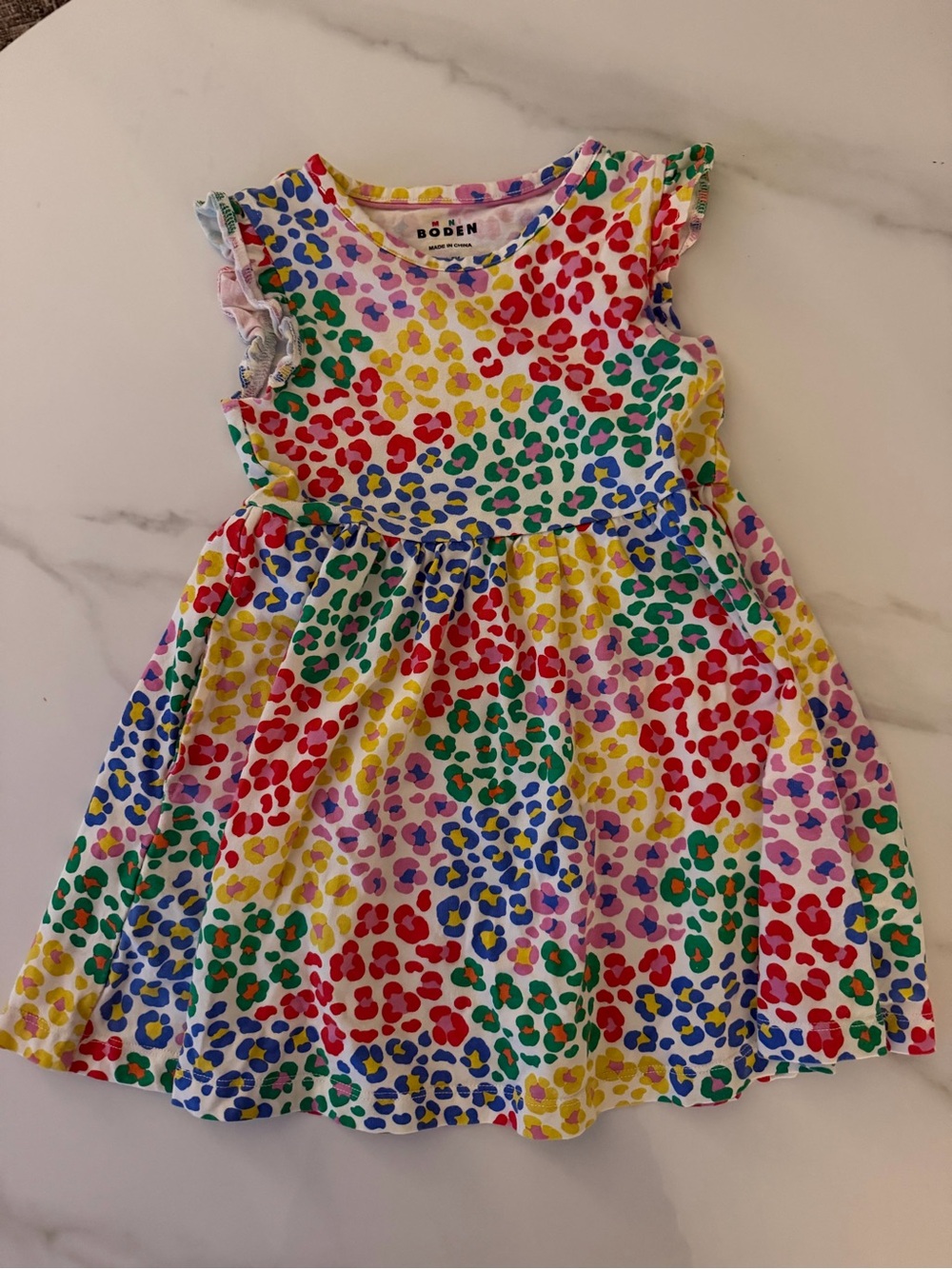 Boden Rainbow Leopard Print Sundress